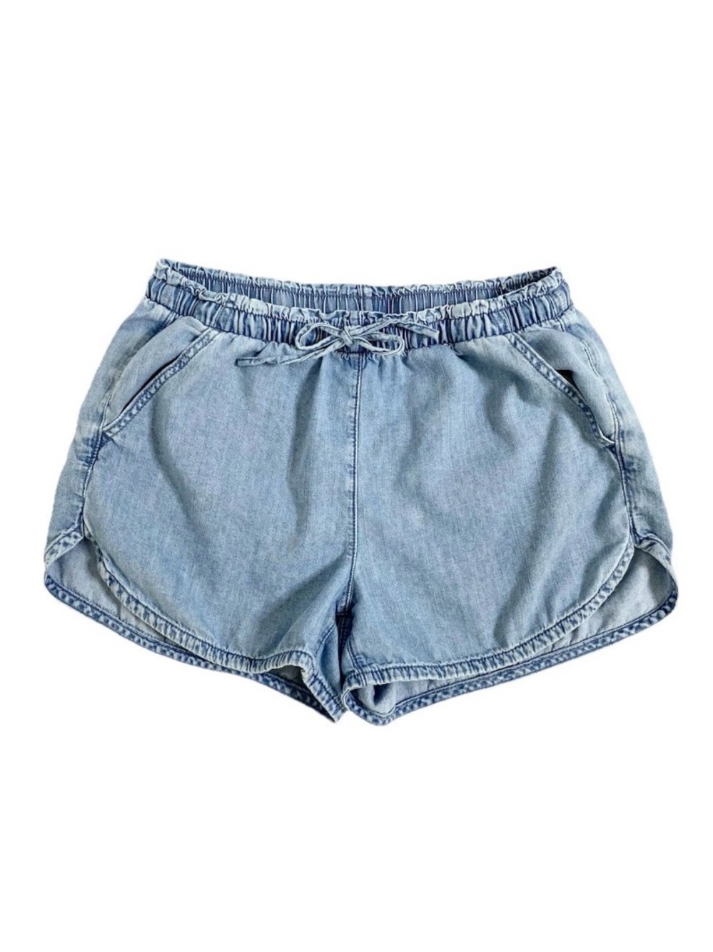 American Eagle | Light-Wash Chambray Denim Drawstring Pull-On Shorts Sz Medium